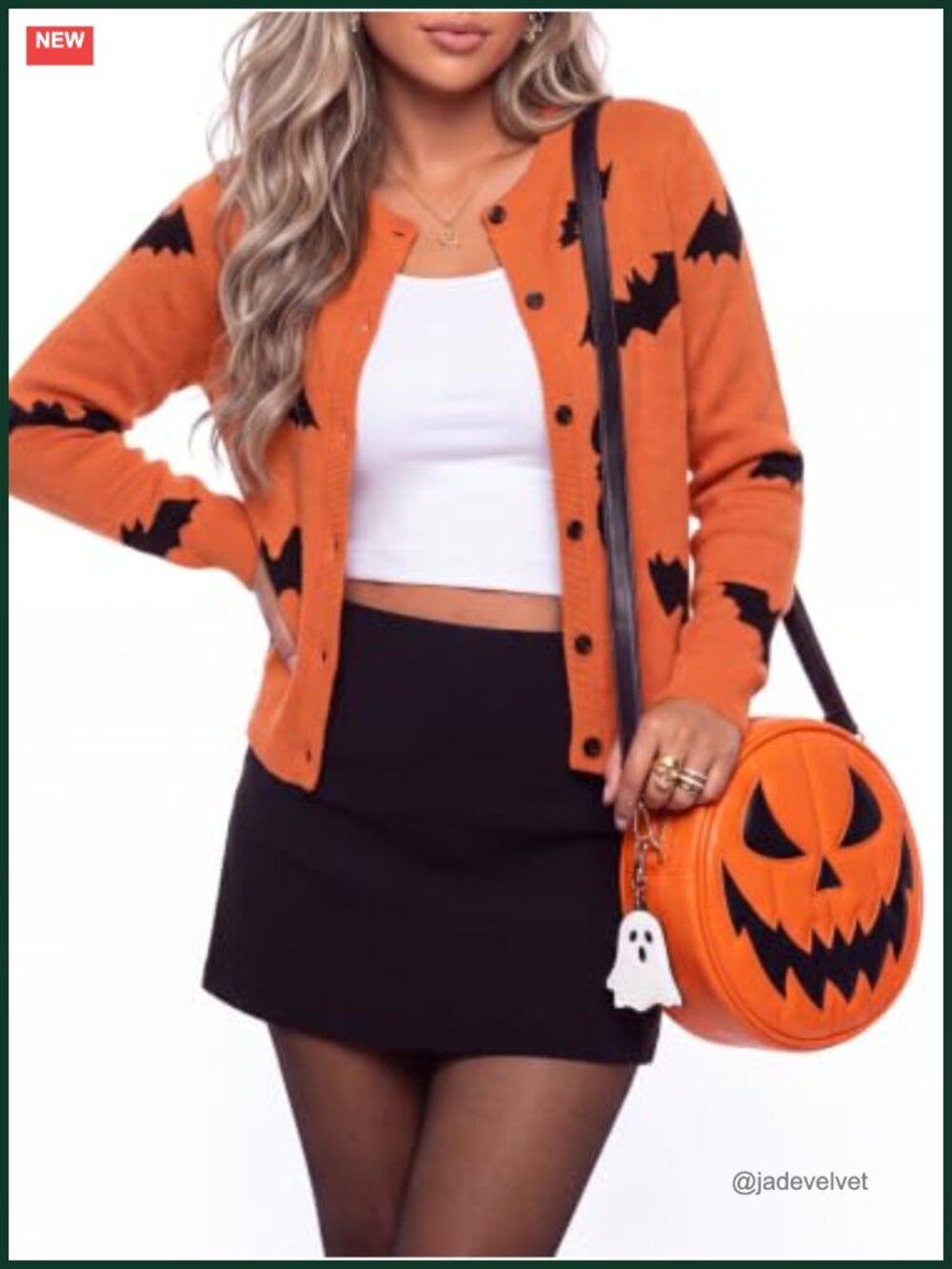Wool Blend Women's Cardigan Sweater Button Down Long Sleeve Halloween Bat Print